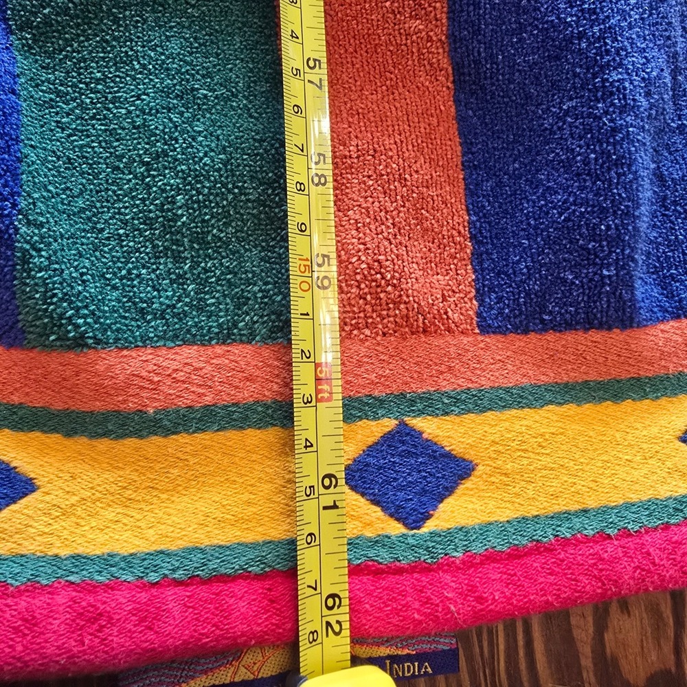 Vintage Cecil Saydah Sunbrights Apache Stripe Beach Towels 100% Cotton Set of 2 - Picture 9 of 12